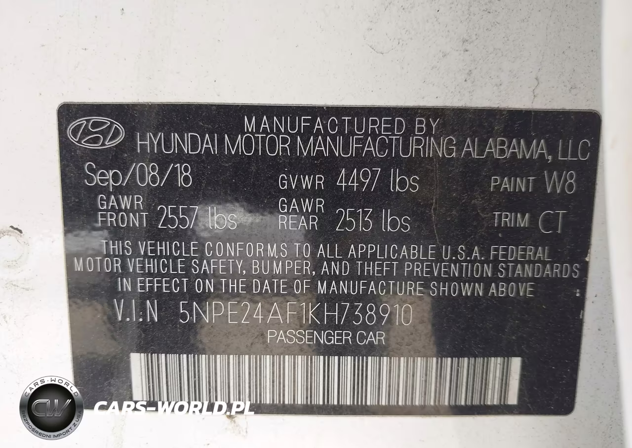 2019 Hyundai Sonata Se VIN:5NPE24AF1KH738910 - 9