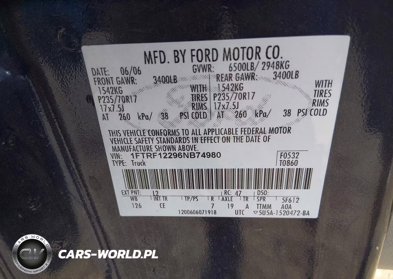 2006 Ford F-150 Stx-Xl-Xlt VIN:1FTRF12296NB74980 - 9