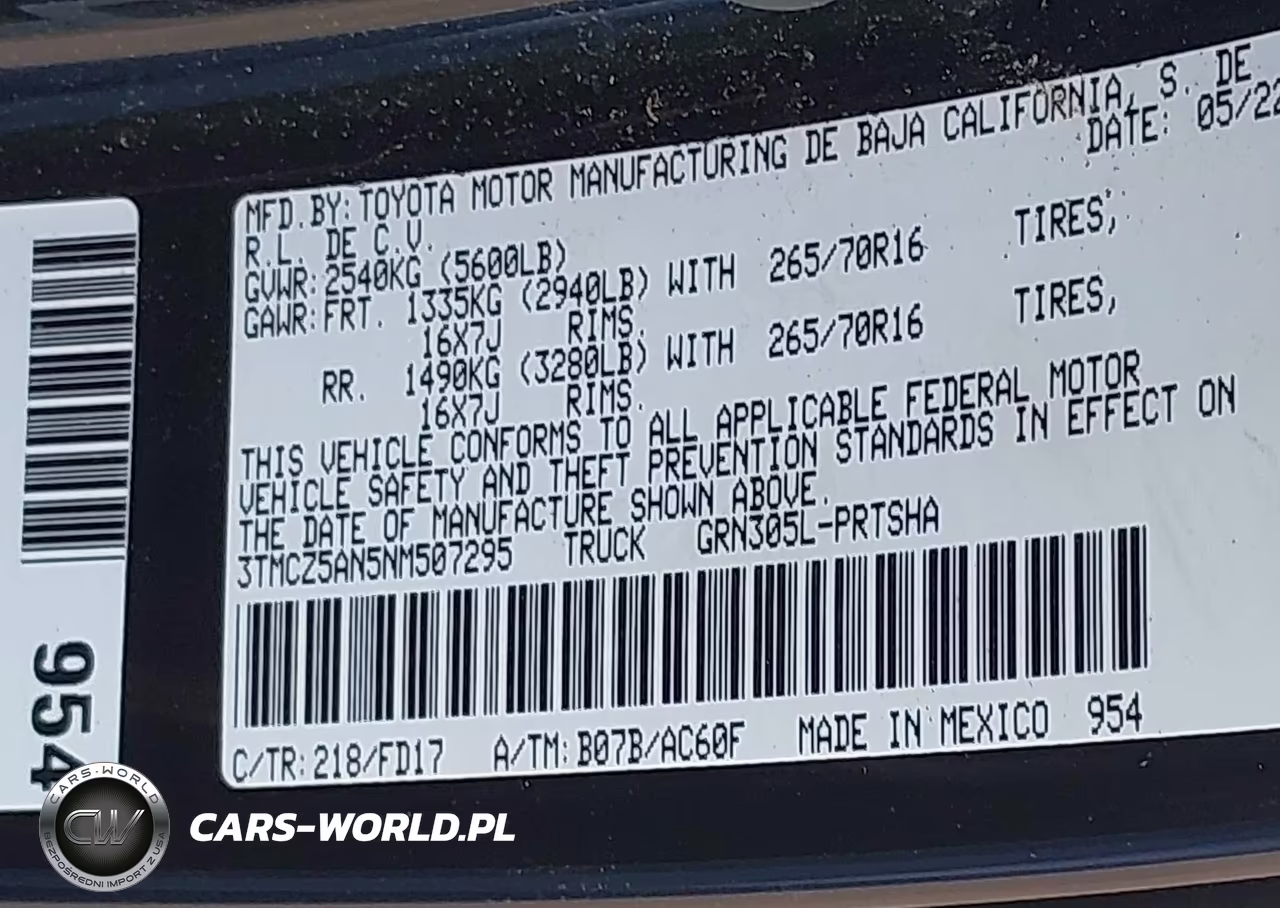 2022 Toyota Tacoma Trd Off Road VIN:3TMCZ5AN5NM507295 - 9