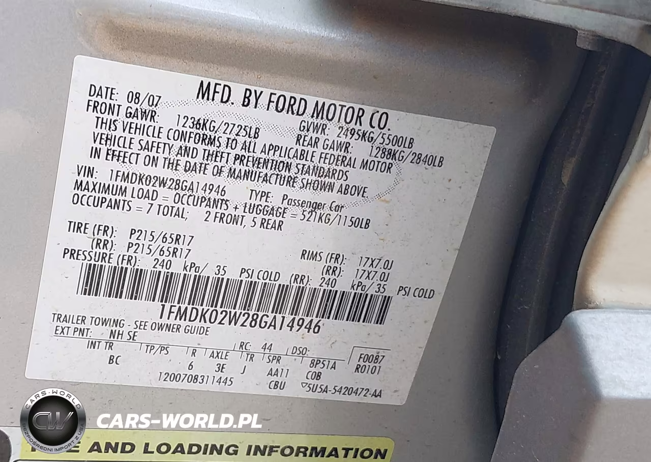 2008 Ford Taurus X Sel VIN:1FMDK02W28GA14946 - 9