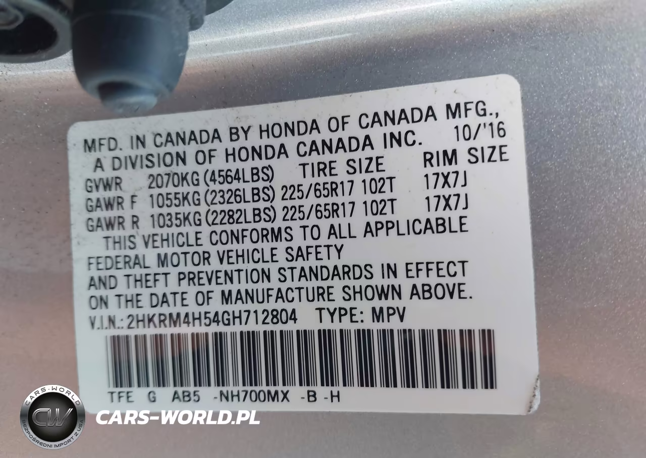 2016 Honda Cr-V Ex VIN:2HKRM4H54GH712804 - 9