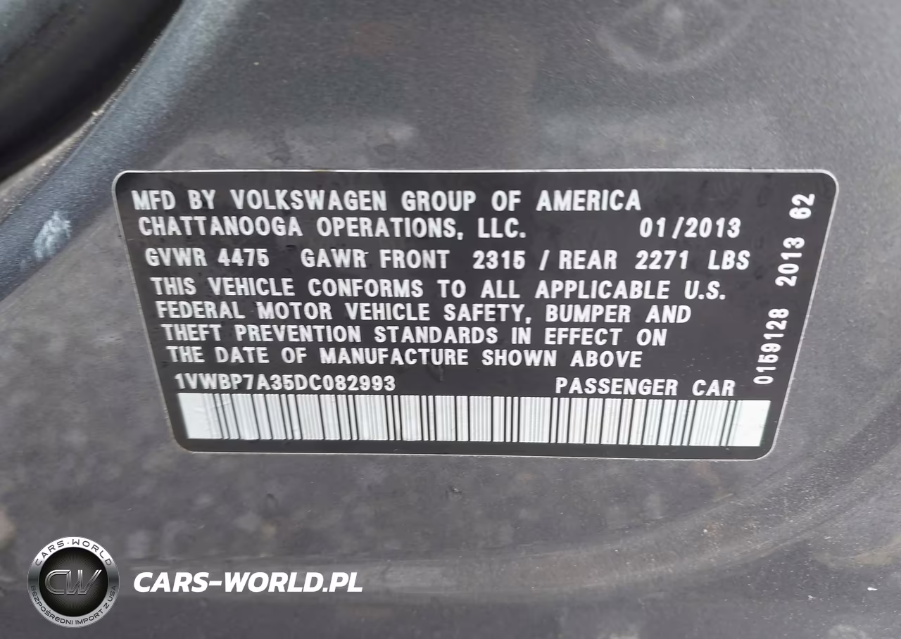 2013 Volkswagen Passat 2.5L Se VIN:1VWBP7A35DC082993 - 9
