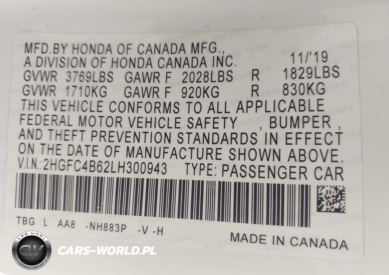 2020 Honda Civic Lx VIN:2HGFC4B62LH300943 - 9