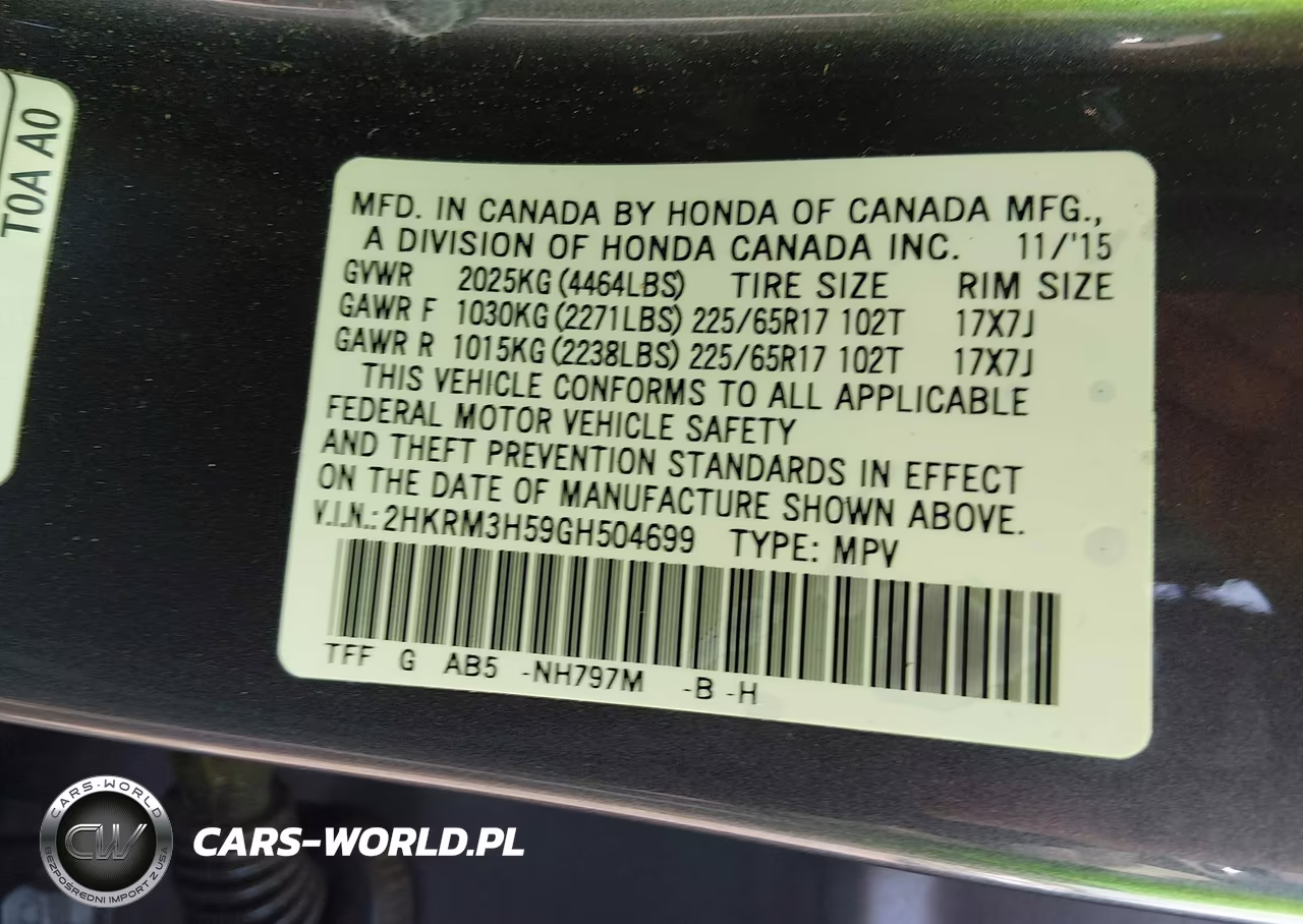 2016 Honda Cr-V Ex VIN:2HKRM3H59GH504699 - 9