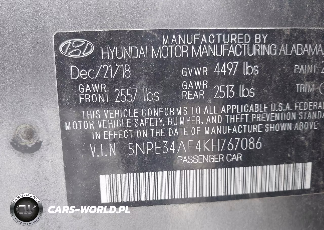 2019 Hyundai Sonata Sel VIN:5NPE34AF4KH767086 - 9