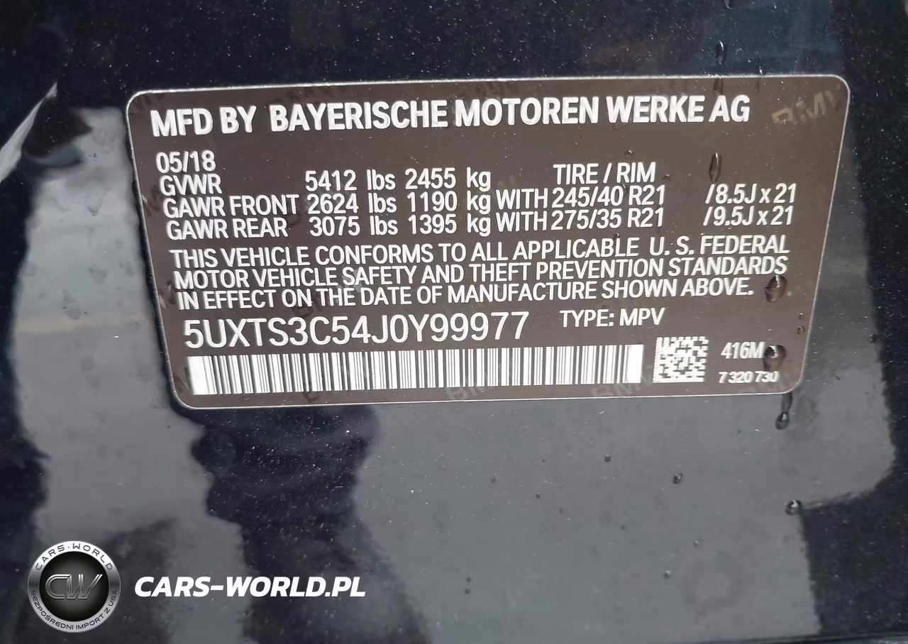 2018 BMW X3 M40I VIN:5UXTS3C54J0Y99977 - 9