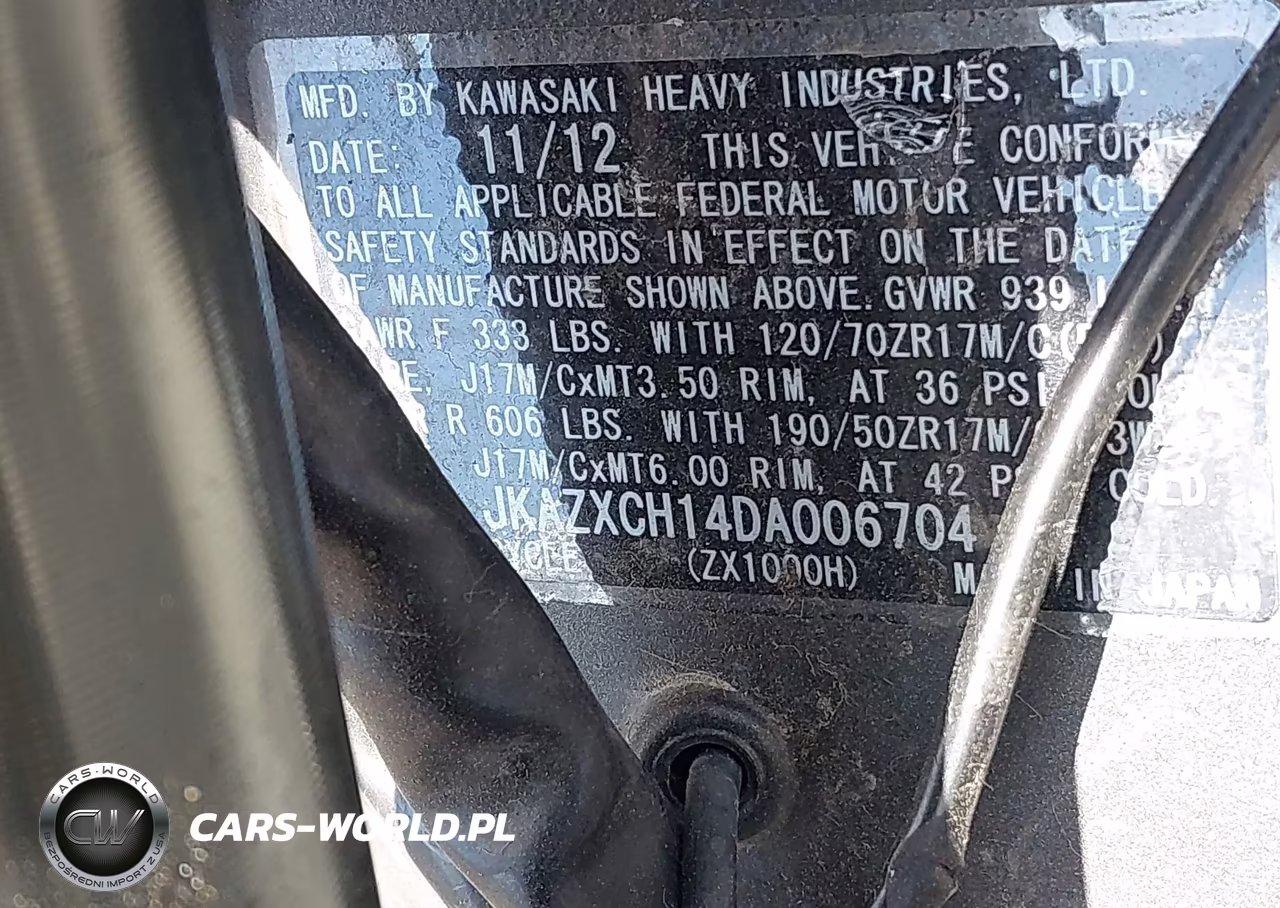 2013 Kawasaki Zx1000 H VIN:JKAZXCH14DA006704 - 10