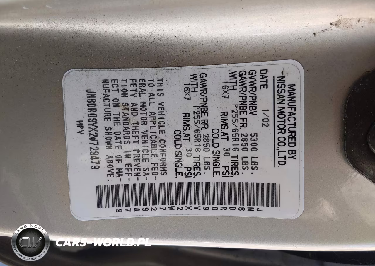 2002 Nissan Pathfinder Se VIN:JN8DR09YX2W729479 - 9