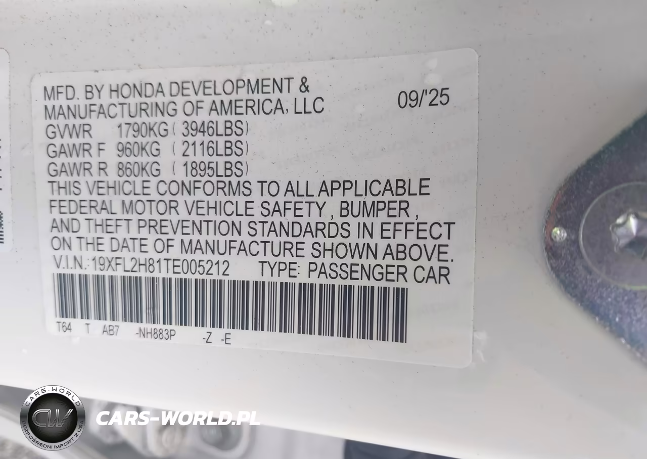 2026 Honda Civic Sport VIN:19XFL2H81TE005212 - 9