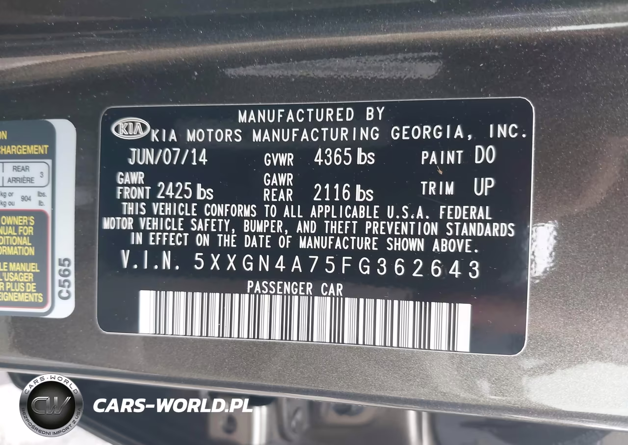 2015 Kia Optima Ex VIN:5XXGN4A75FG362643 - 9