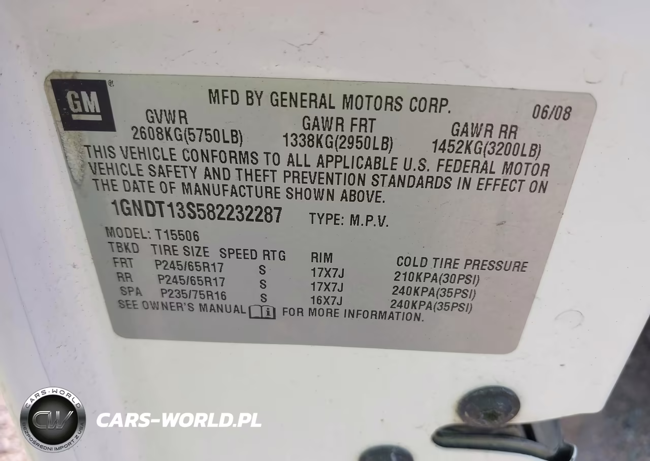 2008 Chevrolet Trailblazer Fleet VIN:1GNDT13S582232287 - 9