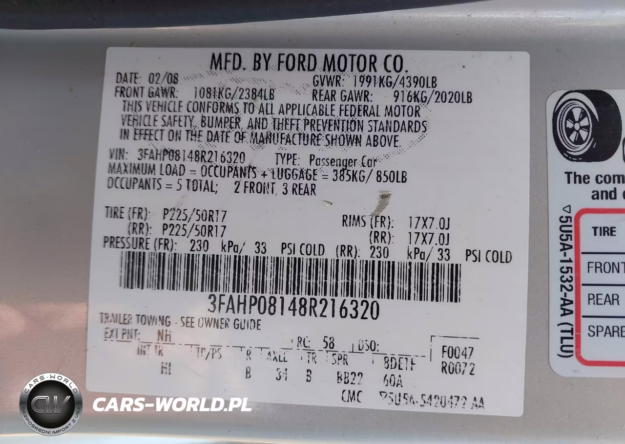 2008 Ford Fusion Sel VIN:3FAHP08148R216320 - 9