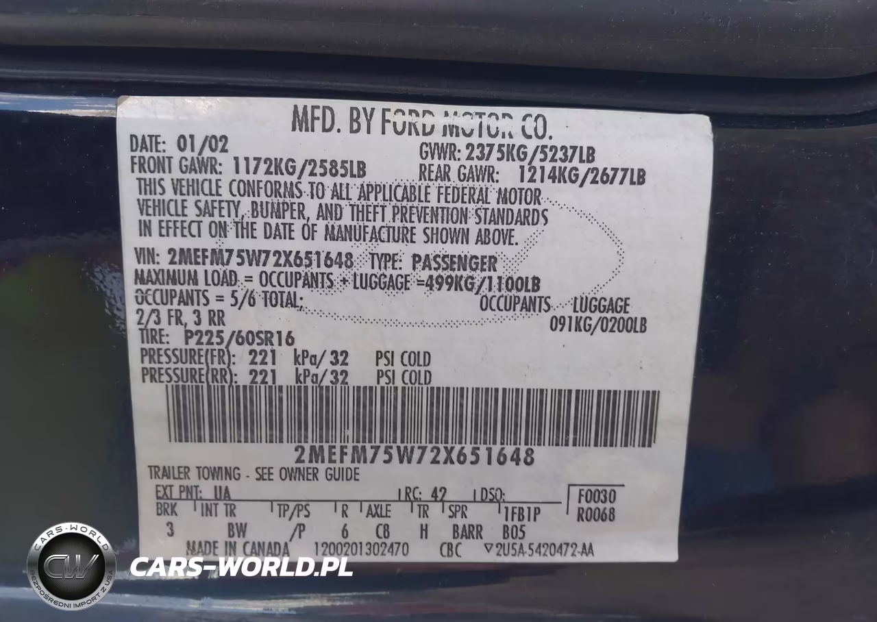 2002 Mercury Grand Marquis Ls VIN:2MEFM75W72X651648 - 9