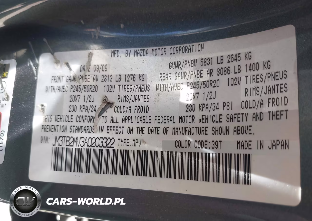 2010 Mazda Cx-9 Grand Touring VIN:JM3TB2MV3A0203322 - 9