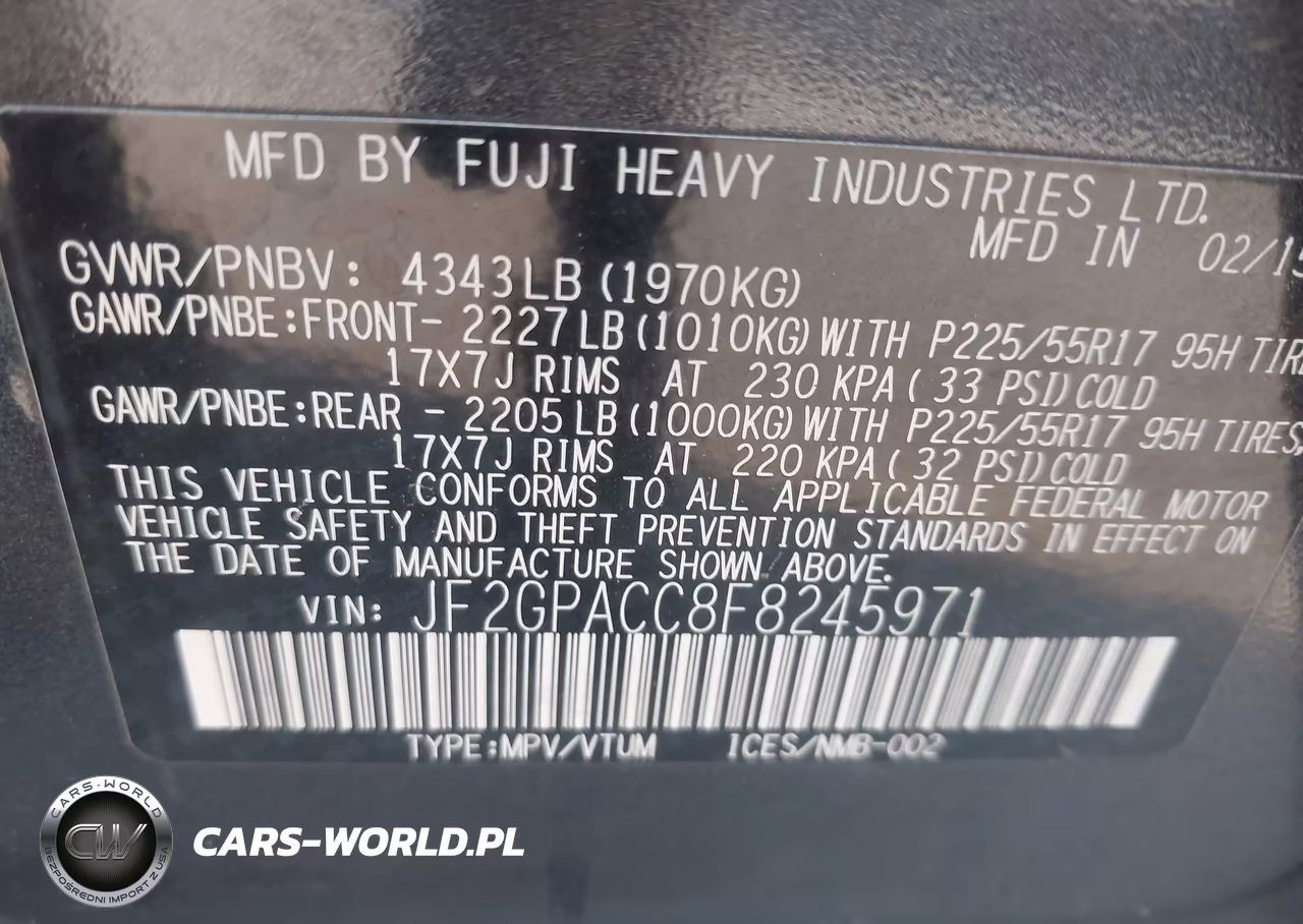 2015 Subaru Xv Crosstrek 2.0I Premium VIN:JF2GPACC8F8245971 - 9