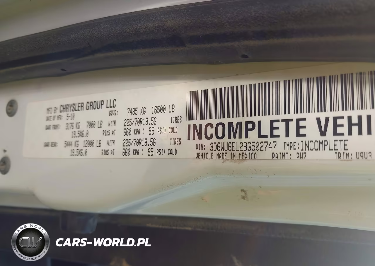 2011 Ram Ram 4500 Hd Chassis St-Slt VIN:3D6WU6EL2BG502747 - 9