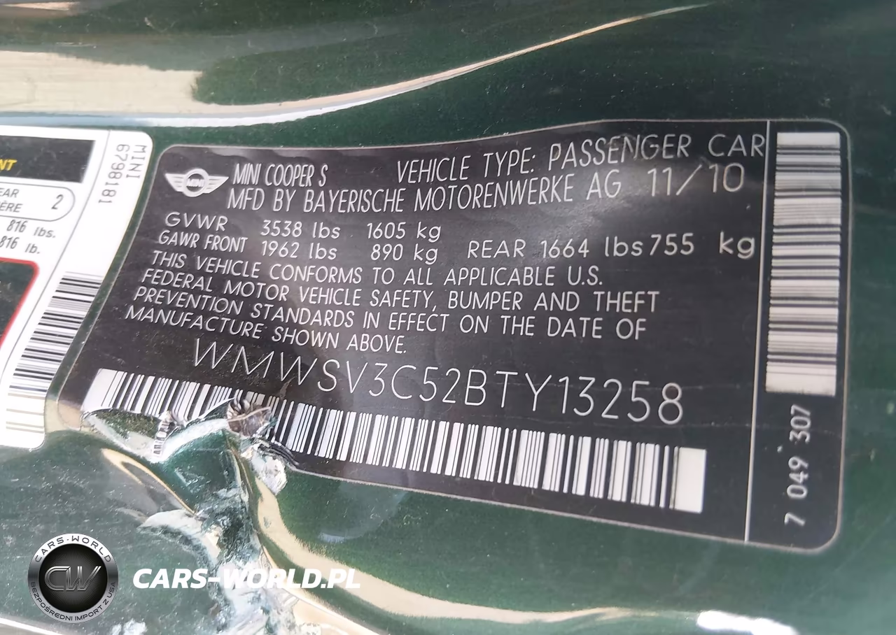 2011 Mini Cooper S VIN:WMWSV3C52BTY13258 - 9