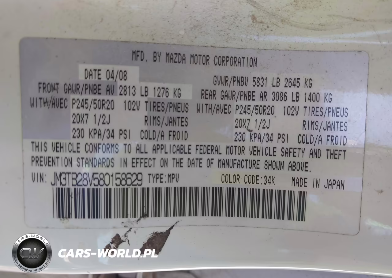 2008 Mazda Cx-9 Grand Touring VIN:JM3TB28V580158629 - 9