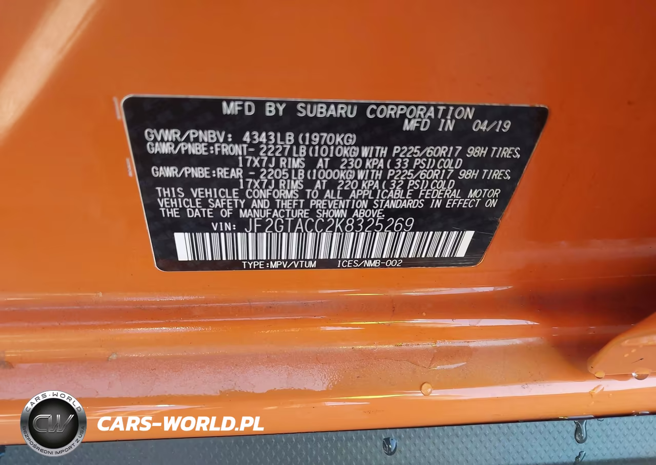 2019 Subaru Crosstrek 2.0I Premium VIN:JF2GTACC2K8325269 - 9