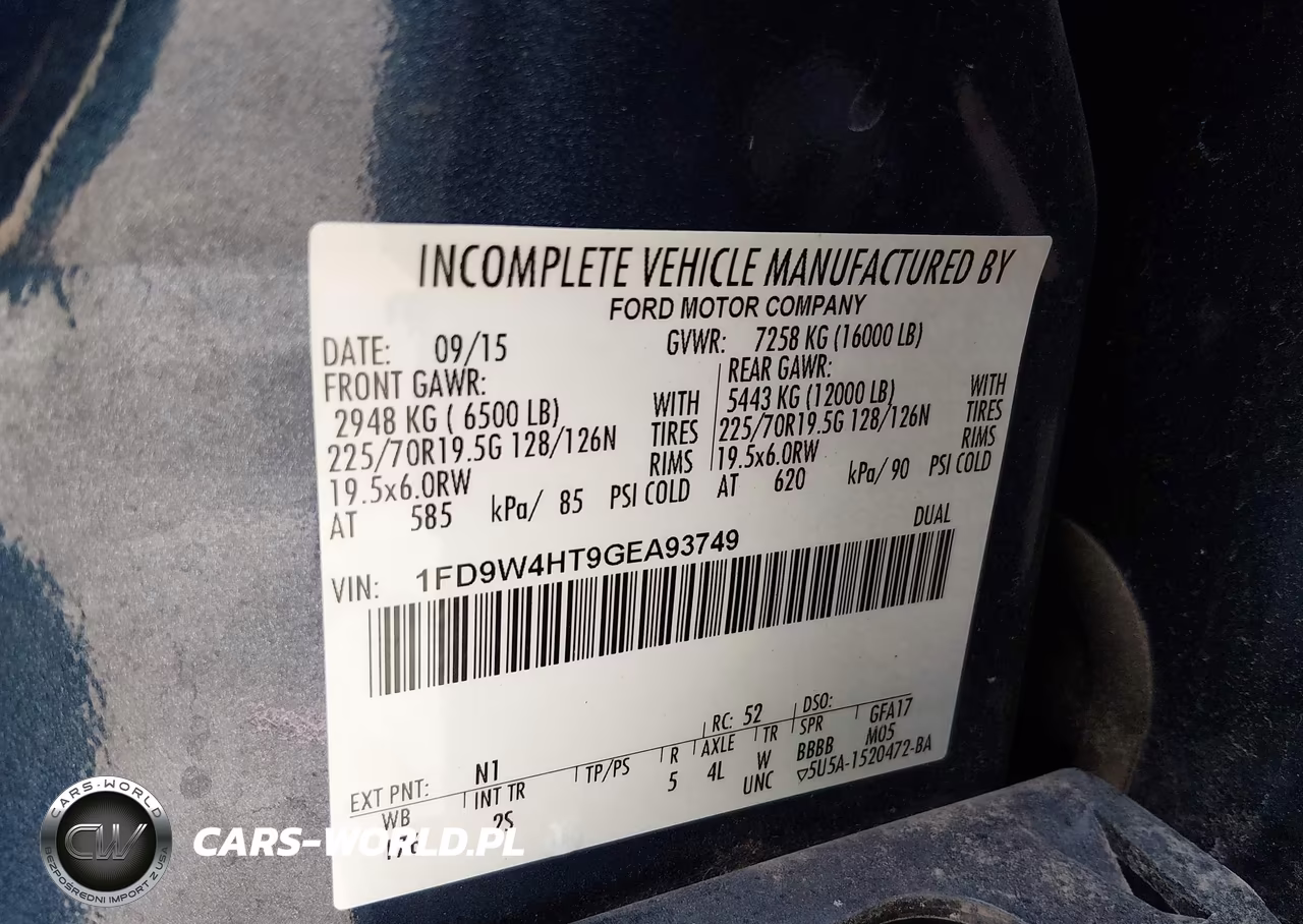 2016 Ford F-450 Chassis Xl VIN:1FD9W4HT9GEA93749 - 9