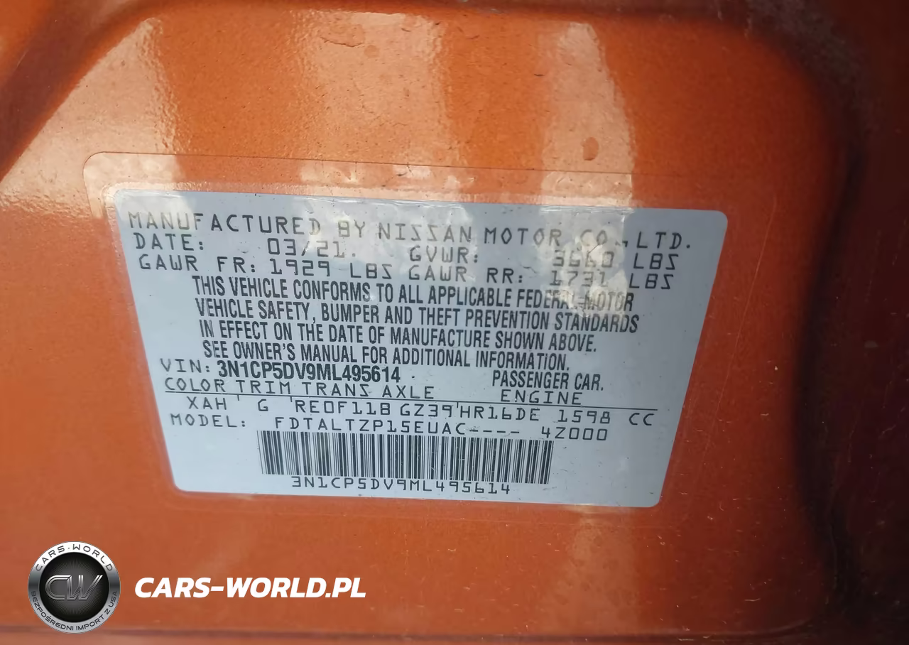 2021 Nissan Kicks Sr Xtronic Cvt VIN:3N1CP5DV9ML495614 - 9
