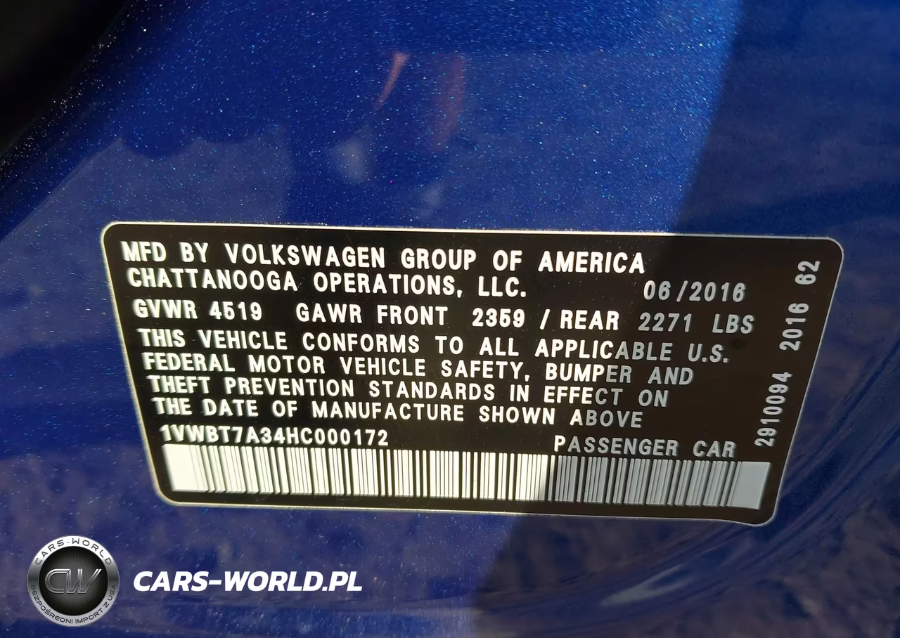2017 Volkswagen Passat 1.8T Se VIN:1VWBT7A34HC000172 - 9