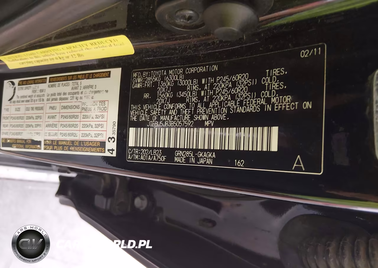 2011 Toyota 4Runner Limited V6 VIN:JTEBU5JR3B5057592 - 9