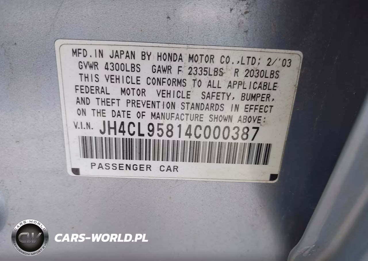 2004 Acura Tsx VIN:JH4CL95814C000387 - 9