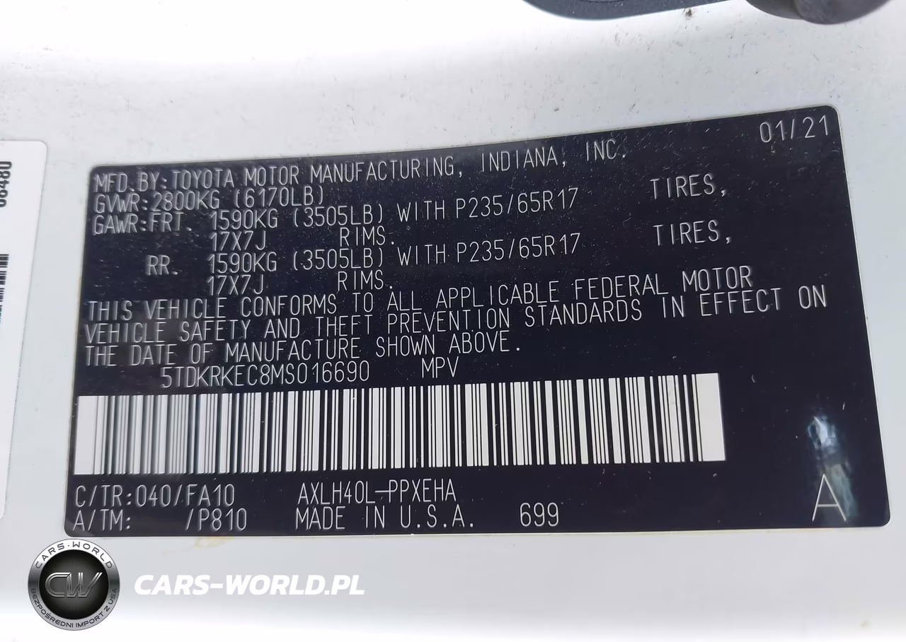 2021 Toyota Sienna Le VIN:5TDKRKEC8MS016690 - 9