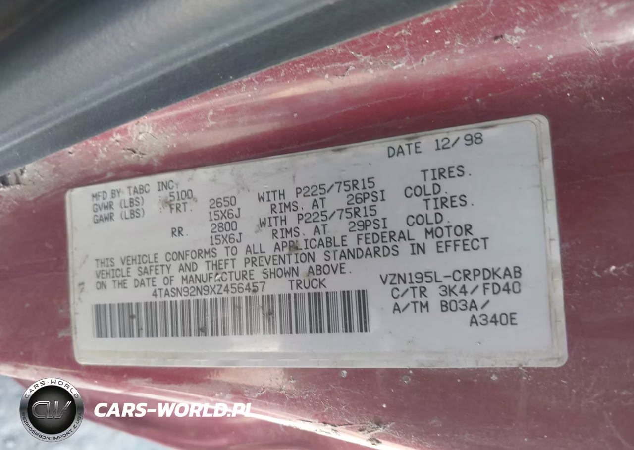 1999 Toyota Tacoma Prerunner V6 VIN:4TASN92N9XZ456457 - 9