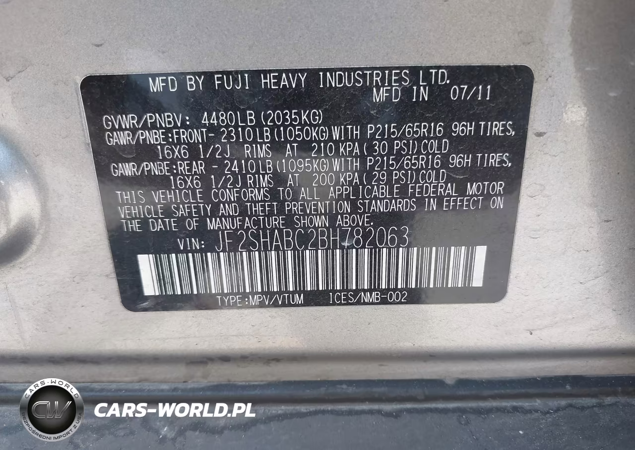 2011 Subaru Forester 2.5X VIN:JF2SHABC2BH782063 - 9