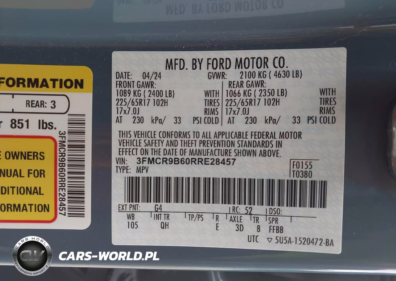 2024 Ford Bronco Sport Big Bend VIN:3FMCR9B60RRE28457 - 9