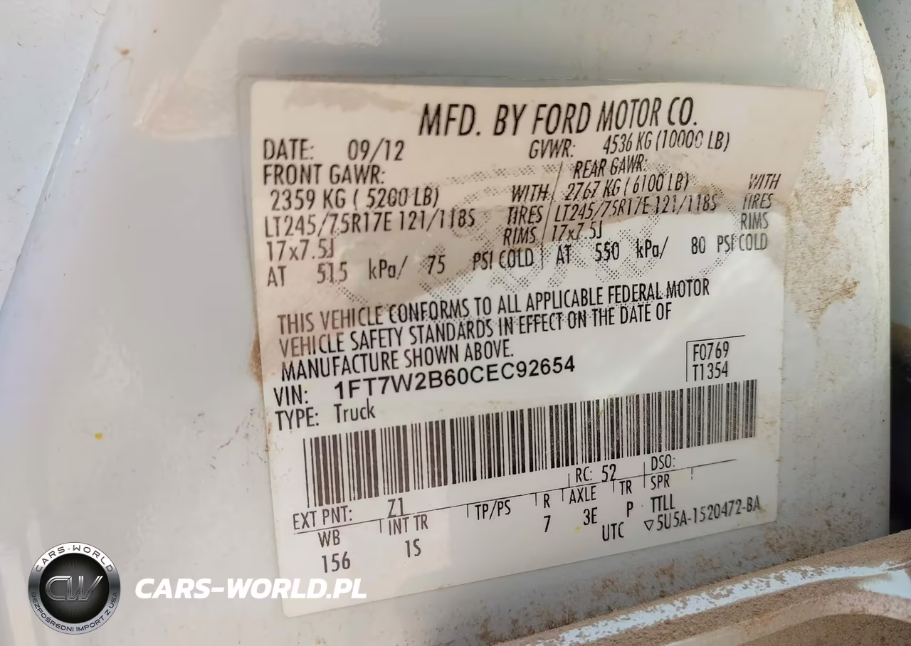 2012 Ford F-250 Xl VIN:1FT7W2B60CEC92654 - 9