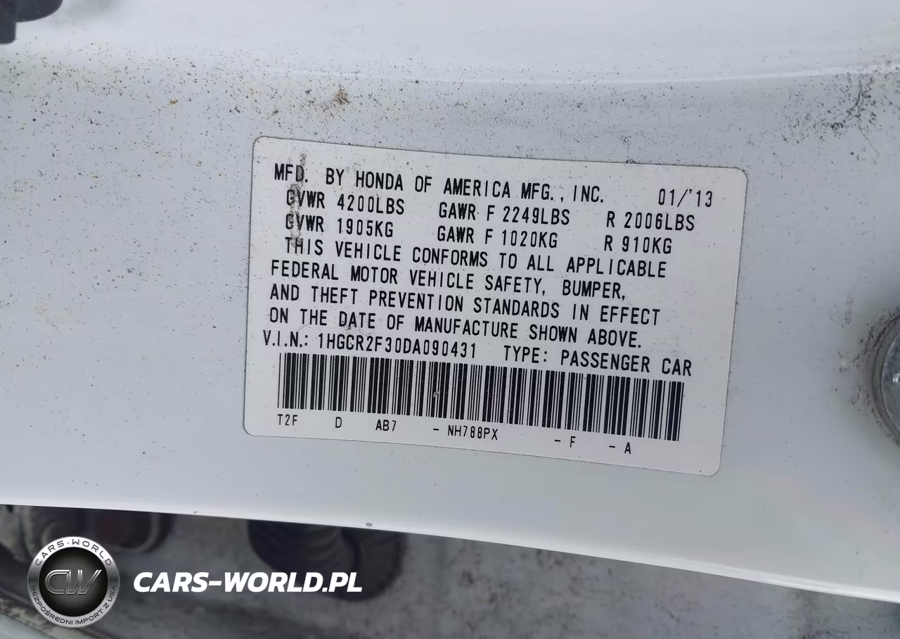 2013 Honda Accord Lx VIN:1HGCR2F30DA090431 - 9