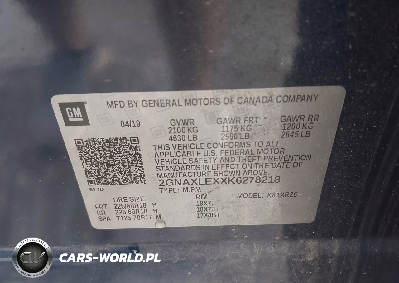 2019 Chevrolet Equinox Lt VIN:2GNAXLEXXK6278218 - 9