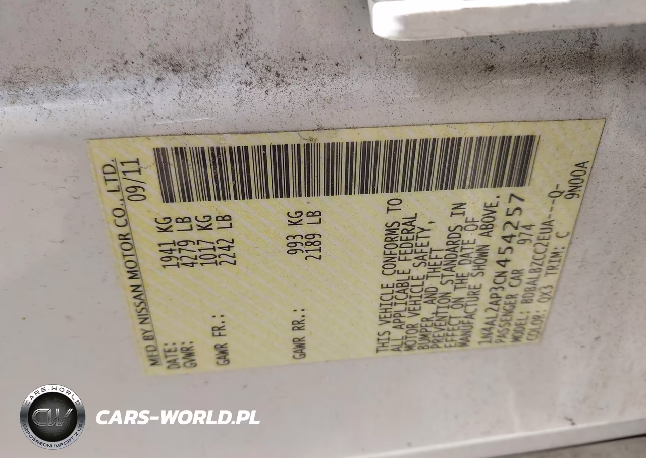 2012 Nissan Altima 2.5 S VIN:1N4AL2AP3CN454257 - 9