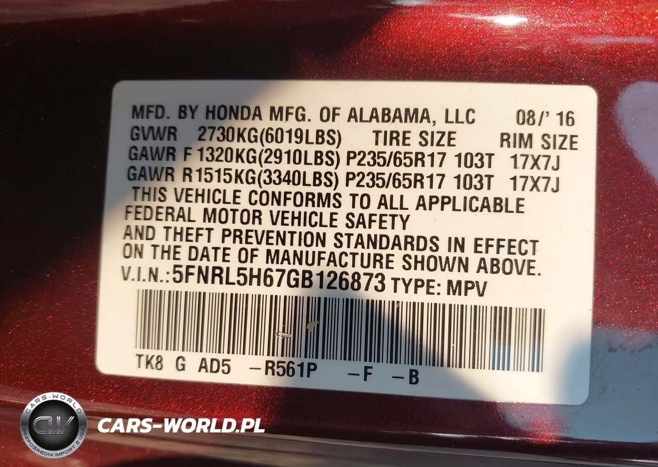 2016 Honda Odyssey Ex-L VIN:5FNRL5H67GB126873 - 9