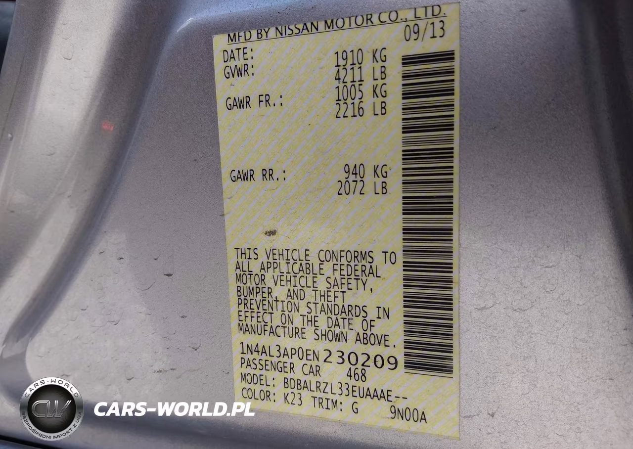 2014 Nissan Altima 2.5 S VIN:1N4AL3AP0EN230209 - 9