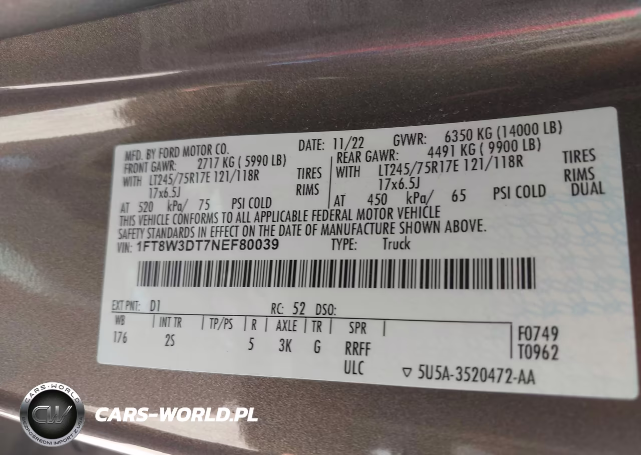 2022 Ford F-350 Xlt VIN:1FT8W3DT7NEF80039 - 9