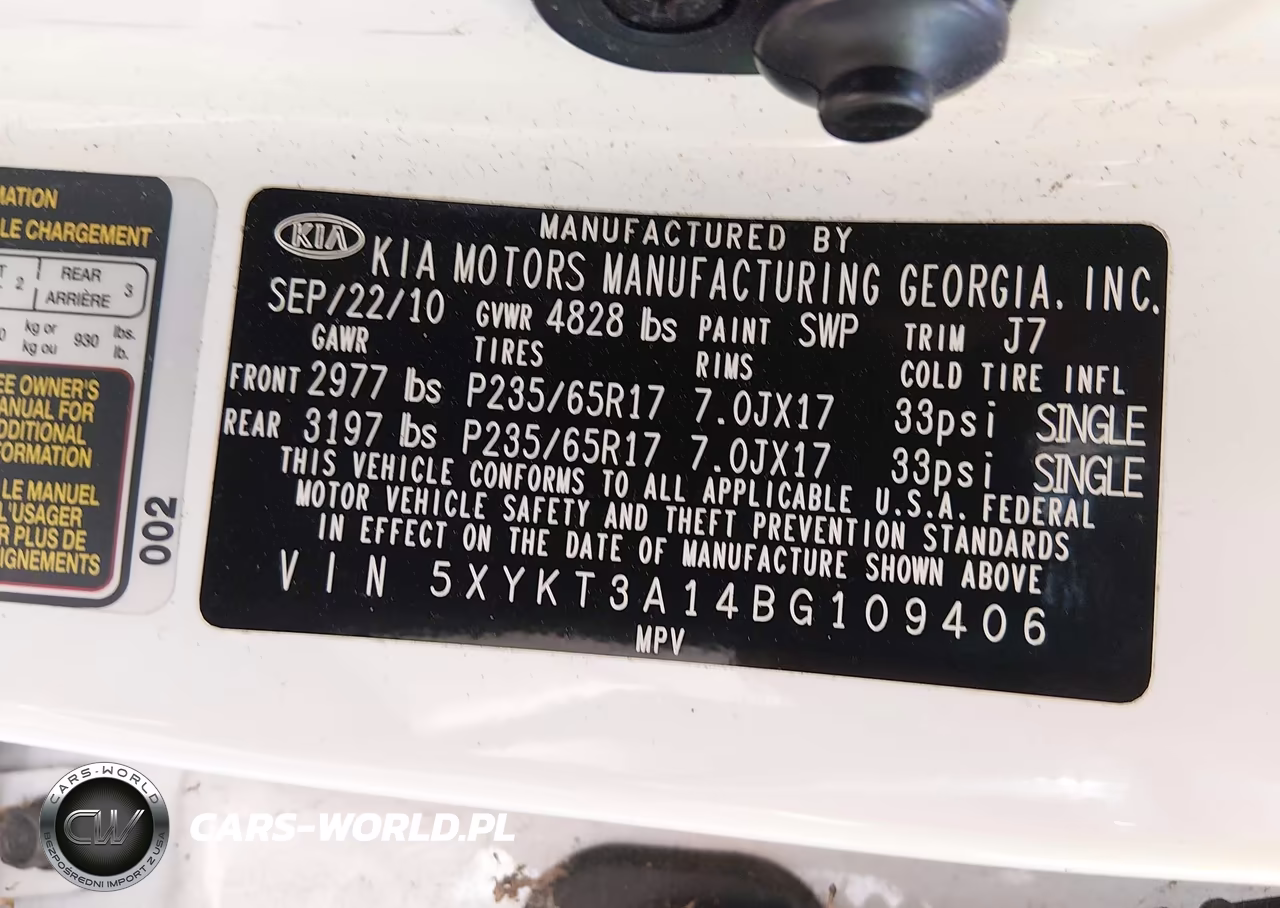 2011 Kia Sorento Lx VIN:5XYKT3A14BG109406 - 9