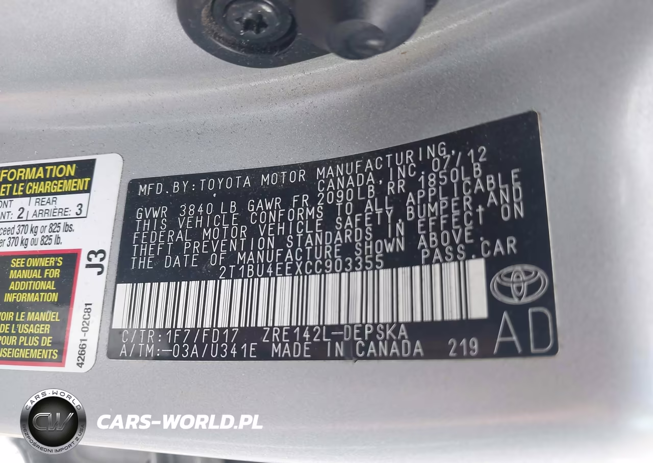2012 Toyota Corolla S VIN:2T1BU4EEXCC903355 - 9