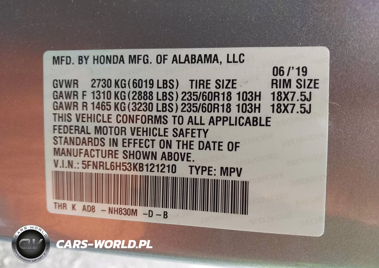 2019 Honda Odyssey Ex VIN:5FNRL6H53KB121210 - 9