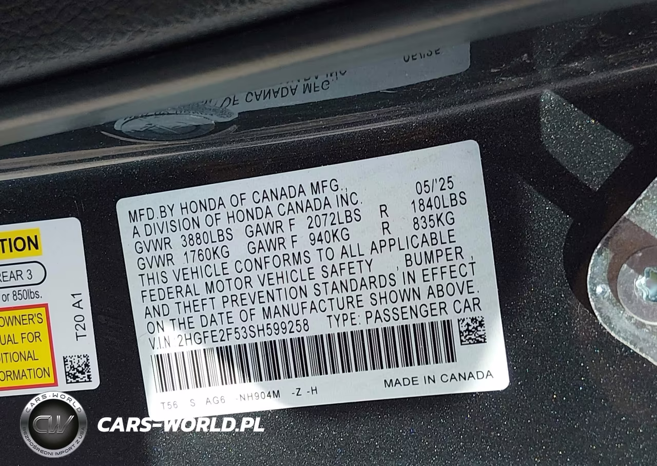 2025 Honda Civic Sport VIN:2HGFE2F53SH599258 - 9