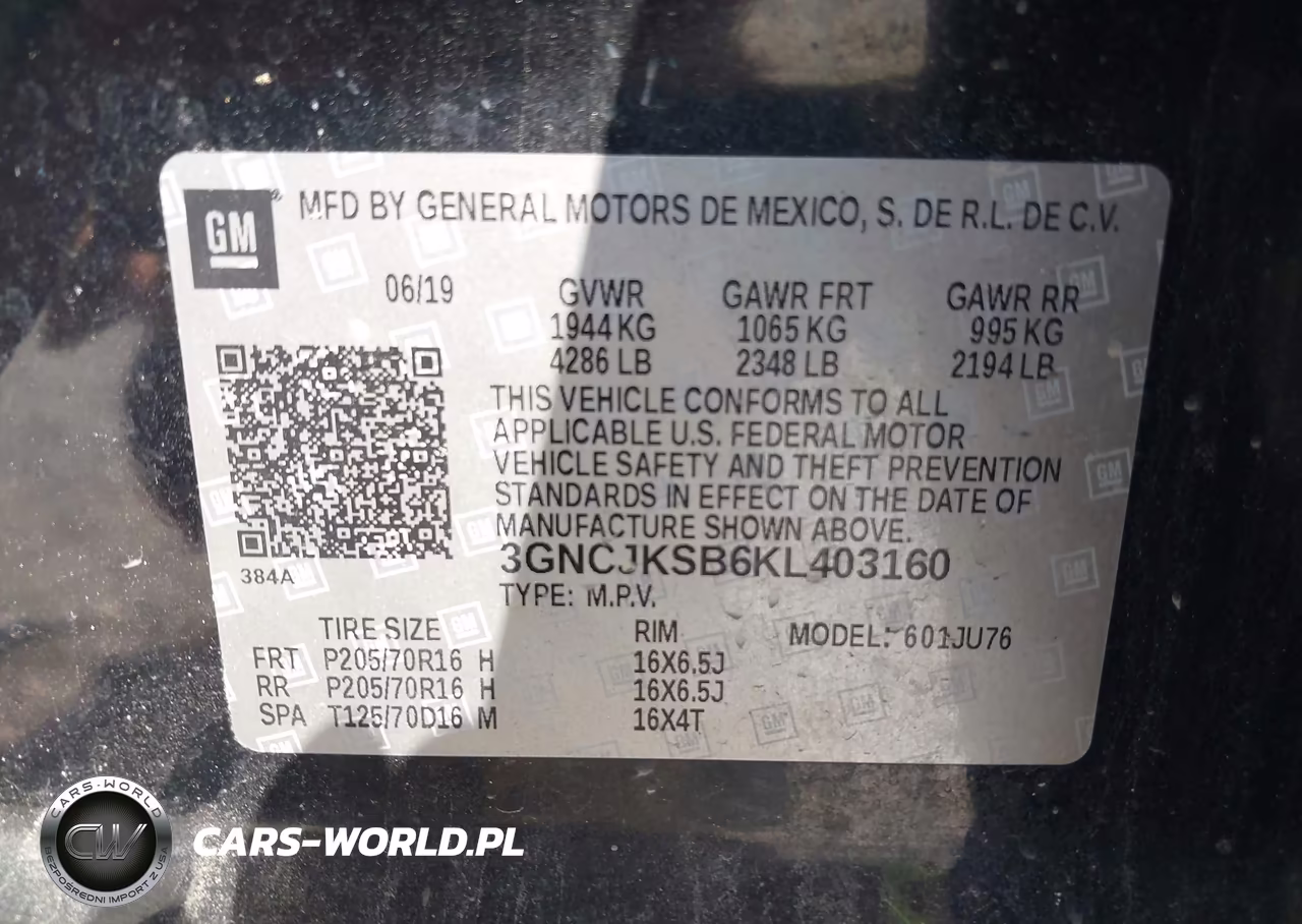 2019 Chevrolet Trax Ls VIN:3GNCJKSB6KL403160 - 9