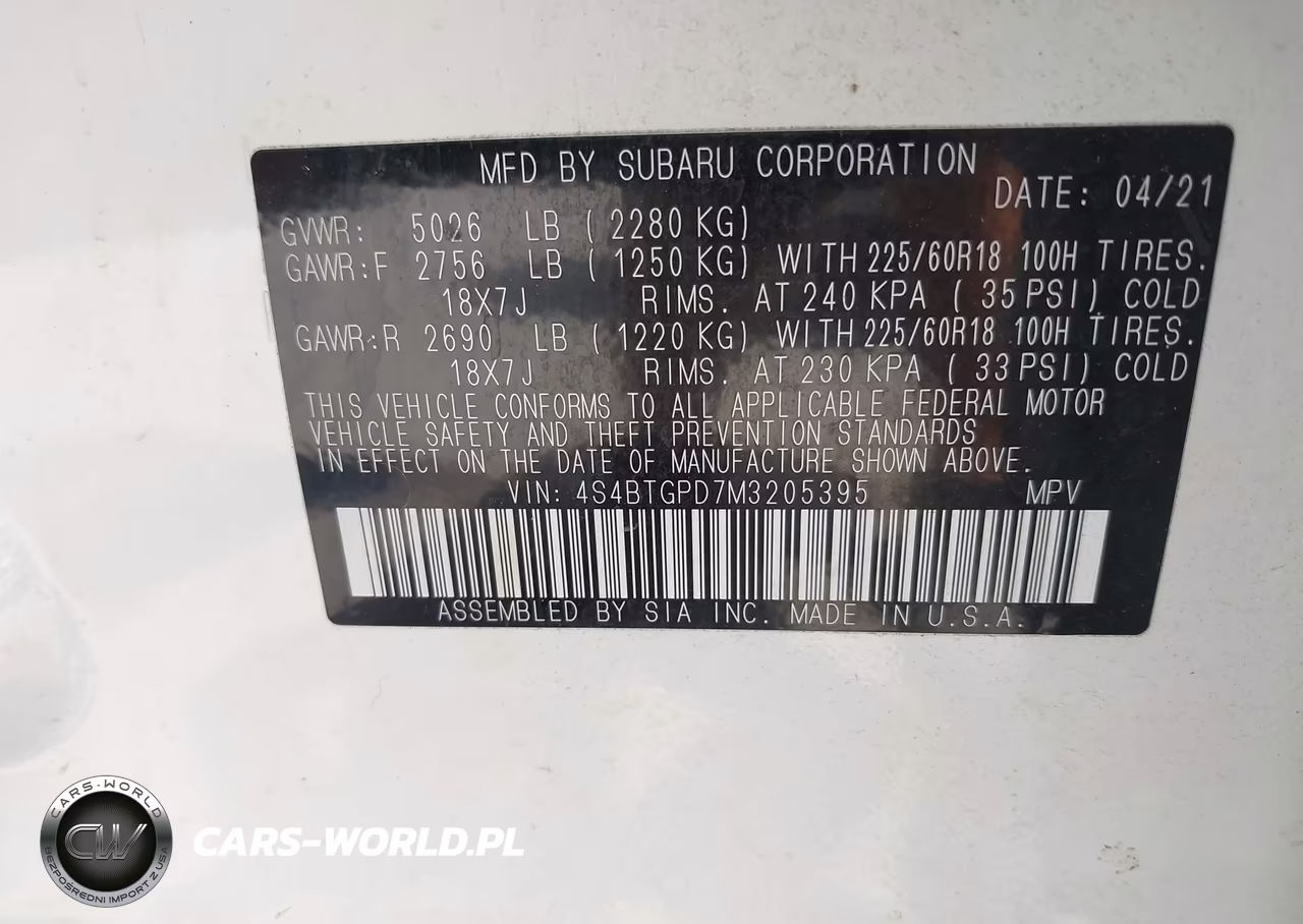 2021 Subaru Outback Touring Xt VIN:4S4BTGPD7M3205395 - 9