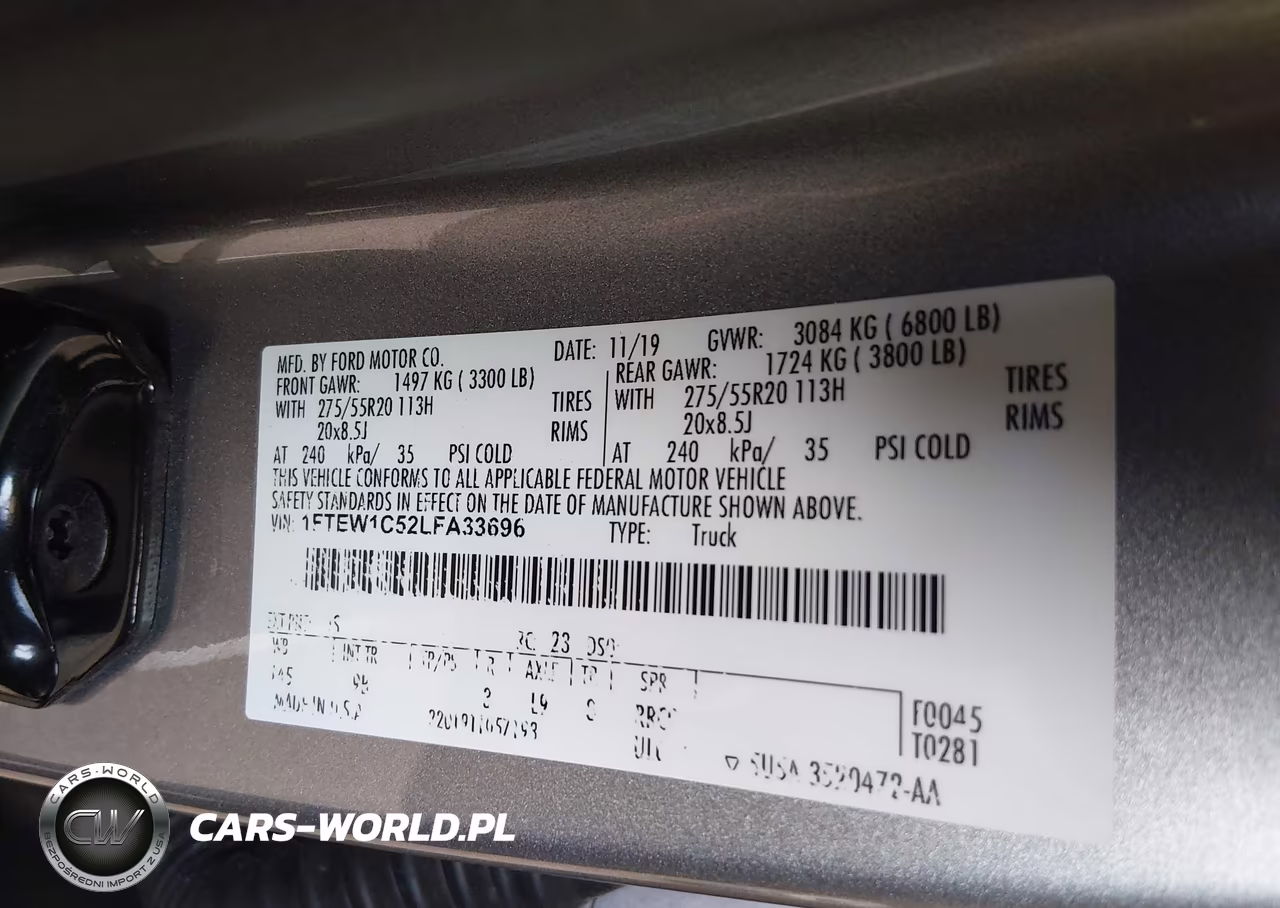 2020 Ford F-150 Platinum VIN:1FTEW1C52LFA33696 - 9