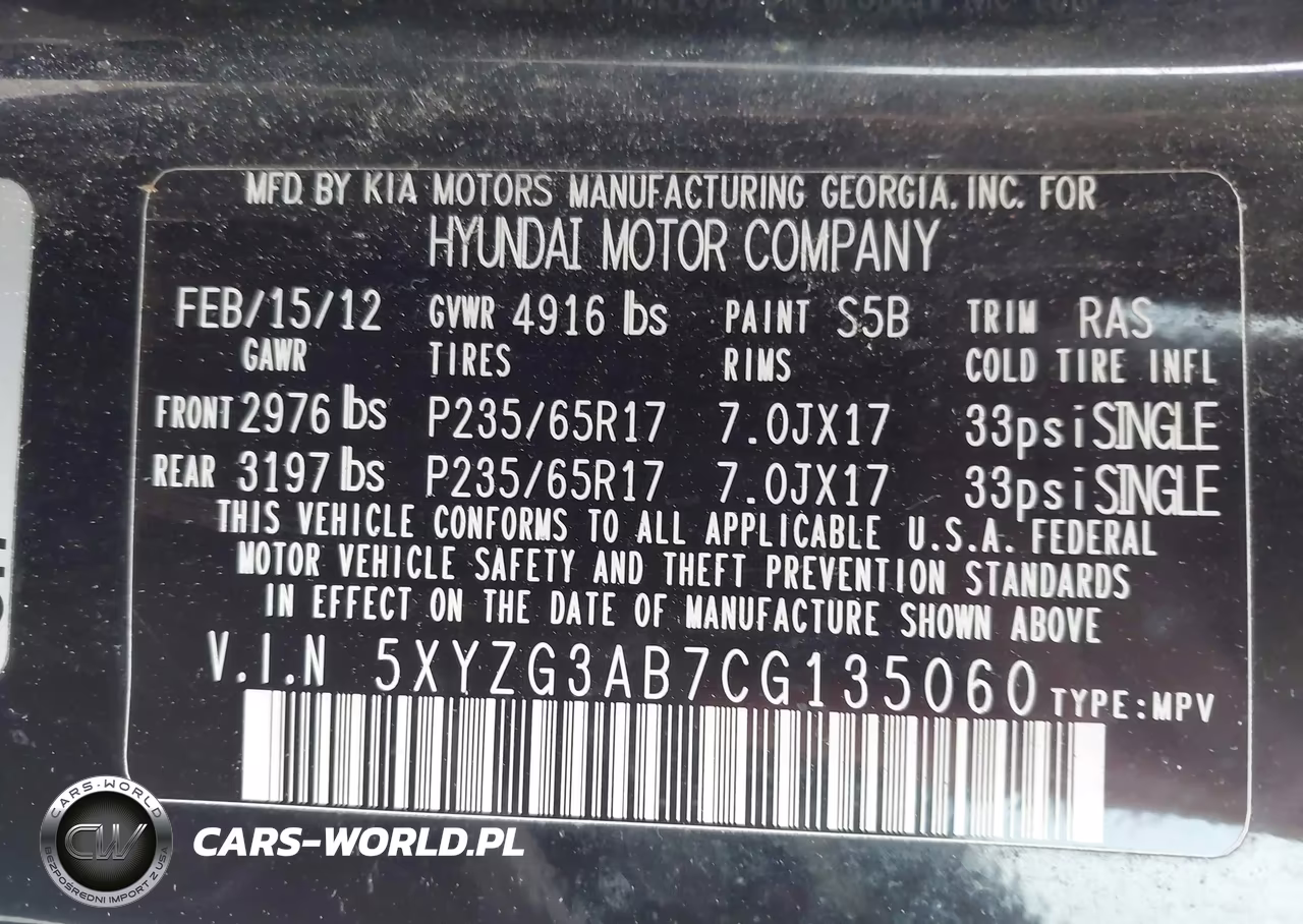 2012 Hyundai Santa Fe Gls VIN:5XYZG3AB7CG135060 - 9