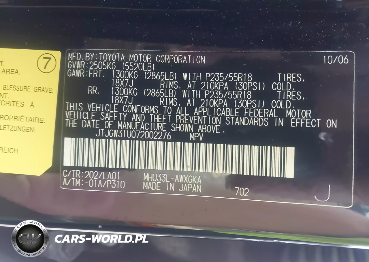 2007 Lexus Rx 400H VIN:JTJGW31U072002276 - 9