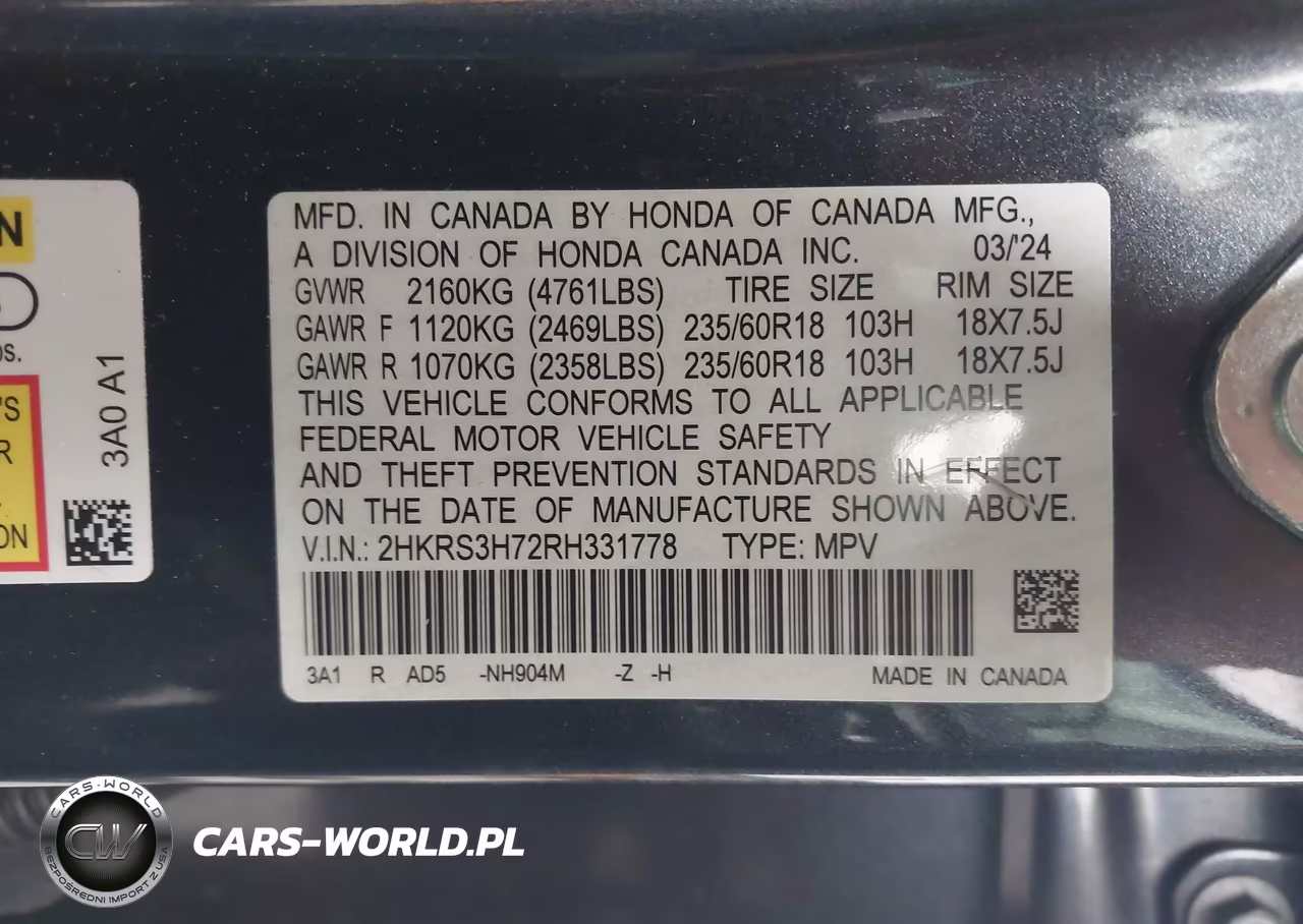 2024 Honda Cr-V Ex-L 2Wd VIN:2HKRS3H72RH331778 - 9