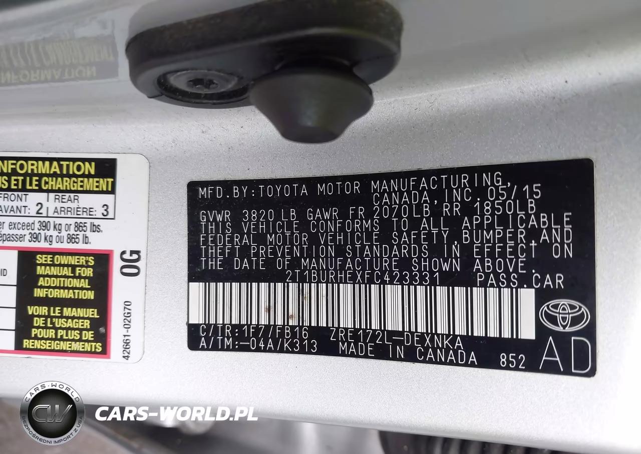 2015 Toyota Corolla Le VIN:2T1BURHEXFC423331 - 9